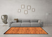 Machine Washable Abstract Orange Modern Area Rugs in a Living Room, wshabs4965org