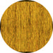 Round Machine Washable Abstract Yellow Modern Rug, wshabs4965yw