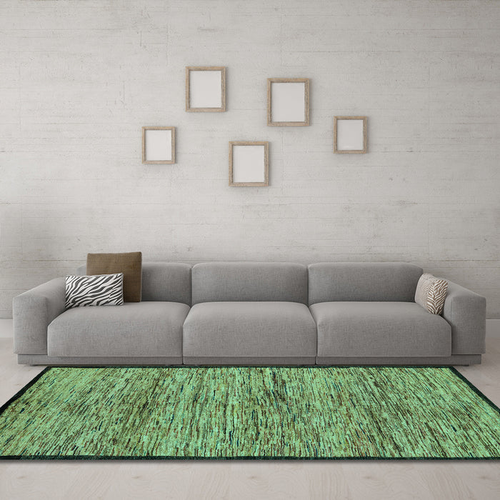 Machine Washable Abstract Turquoise Modern Area Rugs in a Living Room,, wshabs4965turq