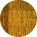 Round Machine Washable Abstract Yellow Modern Rug, wshabs4966yw