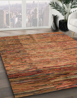 Abstract Red Modern Rug in Family Room, abs4966