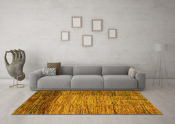 Machine Washable Abstract Yellow Modern Rug in a Living Room, wshabs4966yw