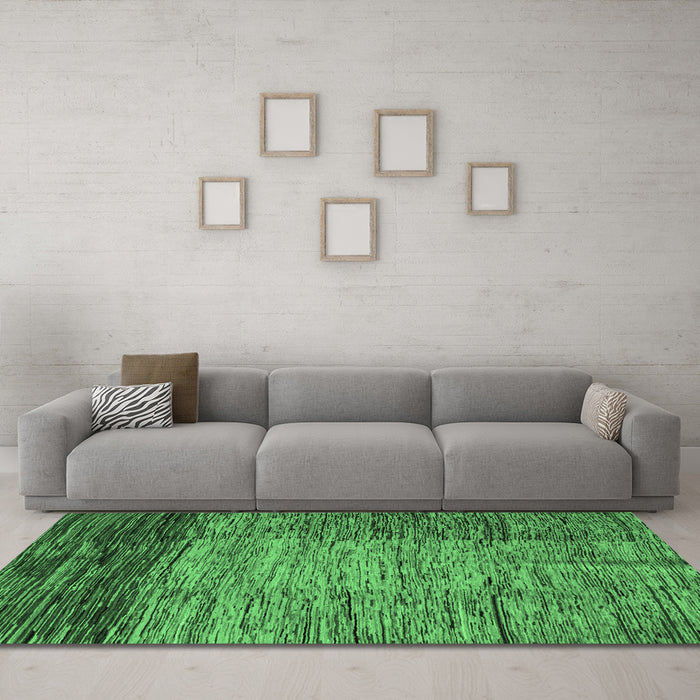 Machine Washable Abstract Emerald Green Modern Area Rugs in a Living Room,, wshabs4966emgrn