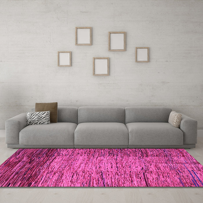 Machine Washable Abstract Pink Modern Rug in a Living Room, wshabs4966pnk