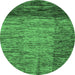 Round Abstract Emerald Green Modern Rug, abs4966emgrn