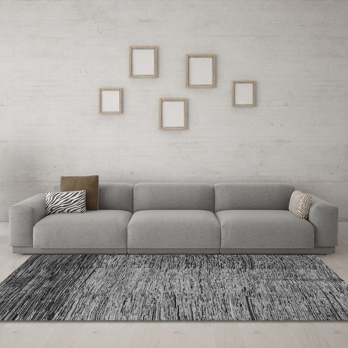 Machine Washable Abstract Gray Modern Rug in a Living Room,, wshabs4966gry