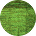 Round Abstract Green Modern Rug, abs4966grn