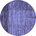 Round Machine Washable Abstract Blue Modern Rug, wshabs4966blu