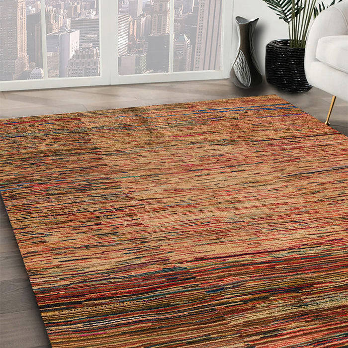 Abstract Red Modern Rug in Family Room, abs4966