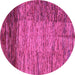 Round Machine Washable Abstract Pink Modern Rug, wshabs4966pnk