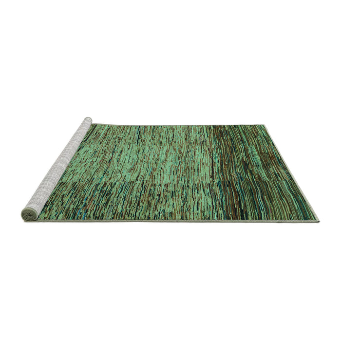 Sideview of Machine Washable Abstract Turquoise Modern Area Rugs, wshabs4966turq