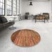 Round Machine Washable Abstract Tomato Red Rug in a Office, wshabs4966