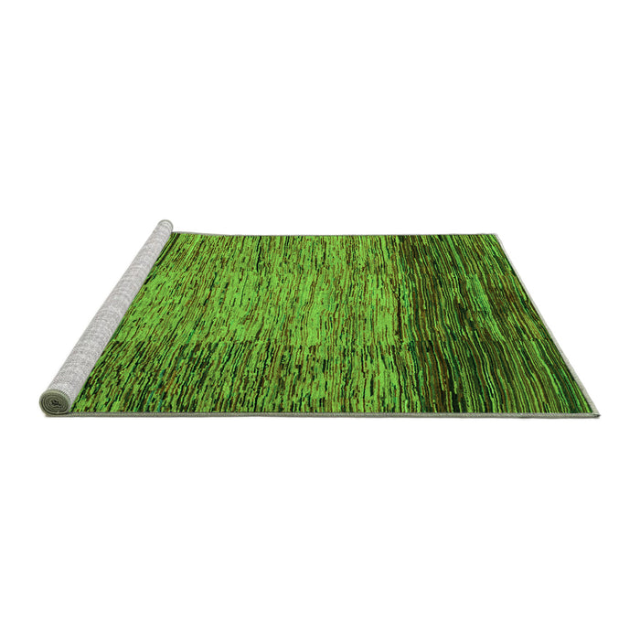 Sideview of Machine Washable Abstract Green Modern Area Rugs, wshabs4966grn