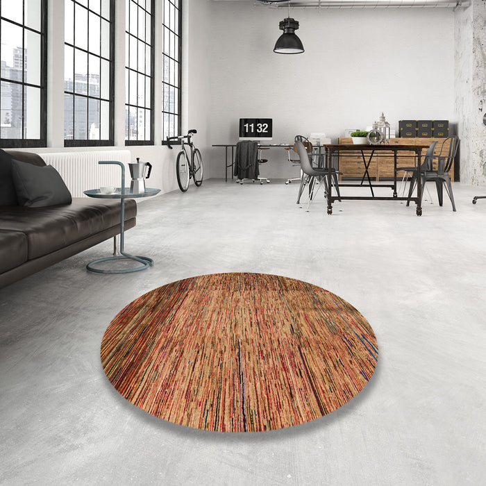 Round Abstract Red Modern Rug in a Office, abs4966