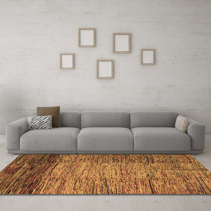 Machine Washable Abstract Brown Modern Rug in a Living Room,, wshabs4966brn