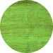 Round Abstract Green Modern Rug, abs4967grn