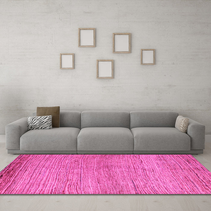 Machine Washable Abstract Pink Modern Rug in a Living Room, wshabs4967pnk