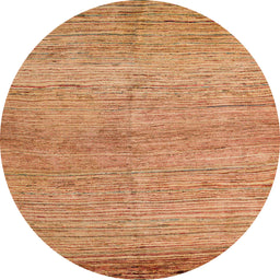 Round Machine Washable Abstract Orange Rug, wshabs4967