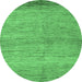 Round Abstract Emerald Green Modern Rug, abs4967emgrn