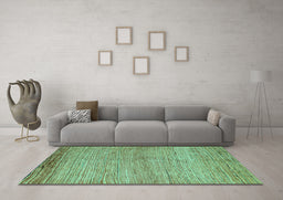 Machine Washable Abstract Turquoise Modern Area Rugs in a Living Room,, wshabs4967turq