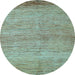 Round Machine Washable Abstract Light Blue Modern Rug, wshabs4967lblu