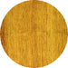 Round Abstract Yellow Modern Rug, abs4967yw