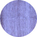 Round Machine Washable Abstract Blue Modern Rug, wshabs4967blu