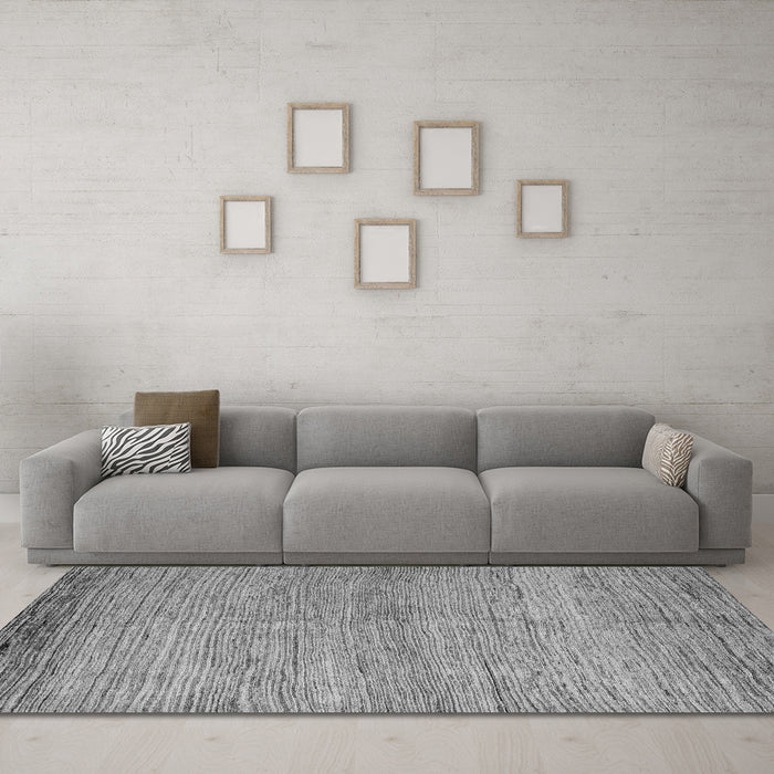 Machine Washable Abstract Gray Modern Rug in a Living Room,, wshabs4967gry