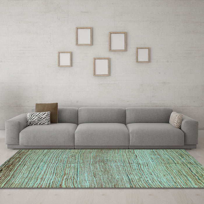 Machine Washable Abstract Light Blue Modern Rug in a Living Room, wshabs4967lblu