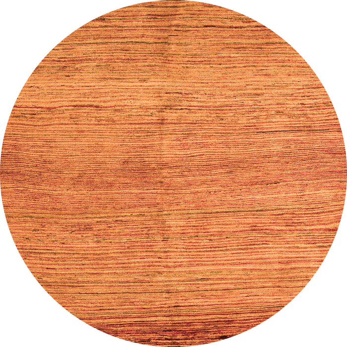 Round Machine Washable Abstract Orange Modern Area Rugs, wshabs4967org