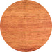 Round Machine Washable Abstract Orange Modern Area Rugs, wshabs4967org