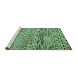 Sideview of Machine Washable Abstract Turquoise Modern Area Rugs, wshabs4968turq