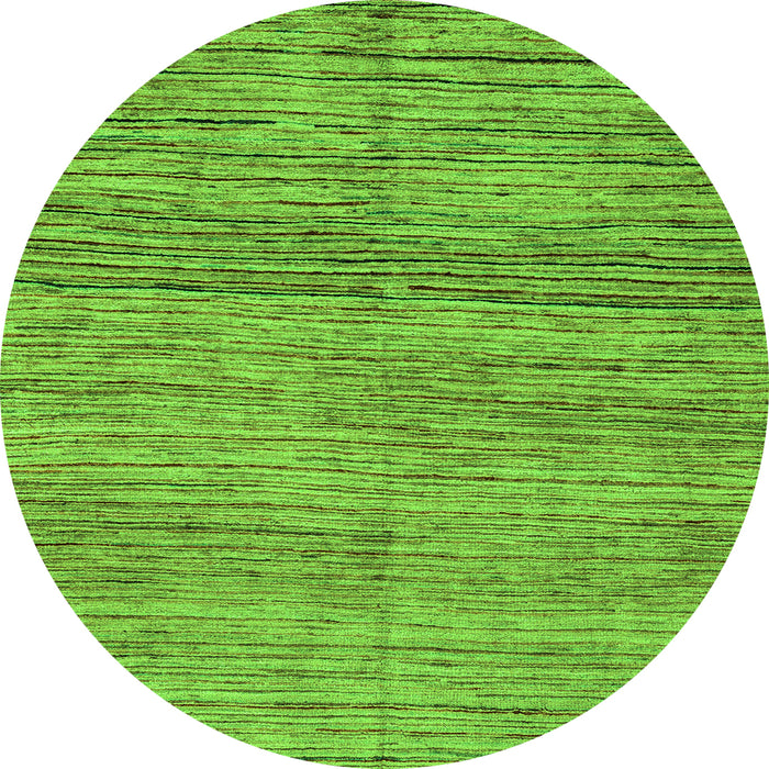 Round Machine Washable Abstract Green Modern Area Rugs, wshabs4968grn