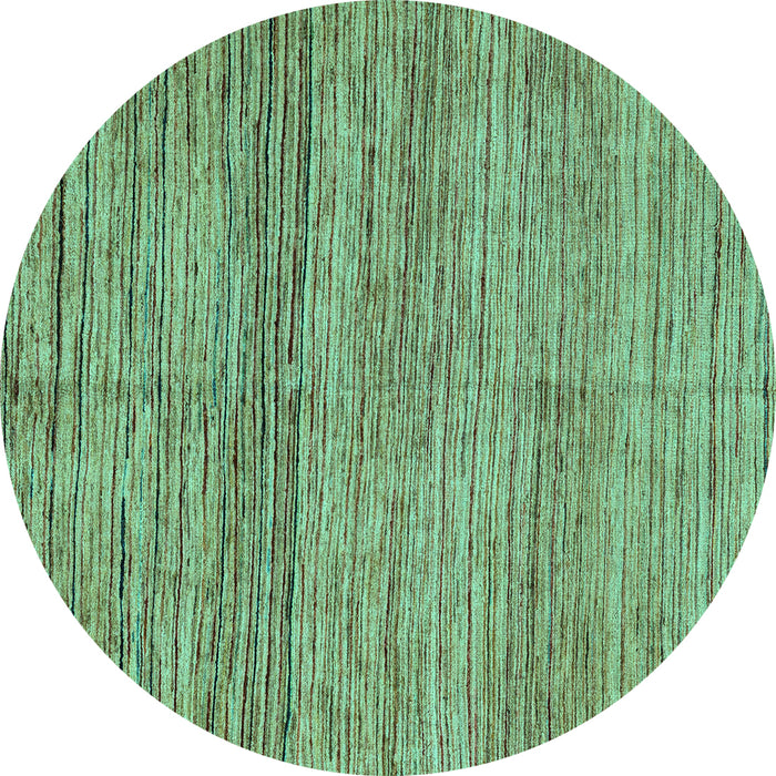 Round Abstract Turquoise Modern Rug, abs4968turq