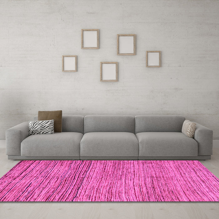 Machine Washable Abstract Pink Modern Rug in a Living Room, wshabs4968pnk