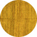 Round Machine Washable Abstract Yellow Modern Rug, wshabs4968yw