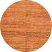 Round Machine Washable Abstract Orange Modern Area Rugs, wshabs4968org