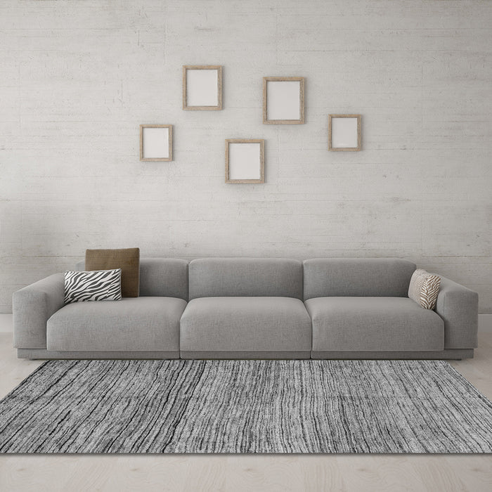 Machine Washable Abstract Gray Modern Rug in a Living Room,, wshabs4968gry