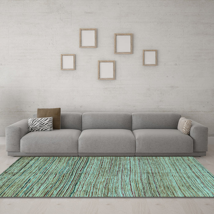 Machine Washable Abstract Light Blue Modern Rug in a Living Room, wshabs4968lblu