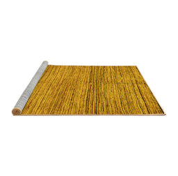 Sideview of Machine Washable Abstract Yellow Modern Rug, wshabs4968yw