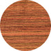 Round Machine Washable Abstract Orange Modern Area Rugs, wshabs4969org