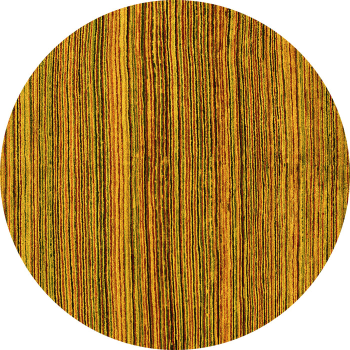 Round Abstract Yellow Modern Rug, abs4969yw