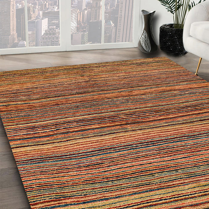 Machine Washable Abstract Saffron Red Rug in a Family Room, wshabs4969