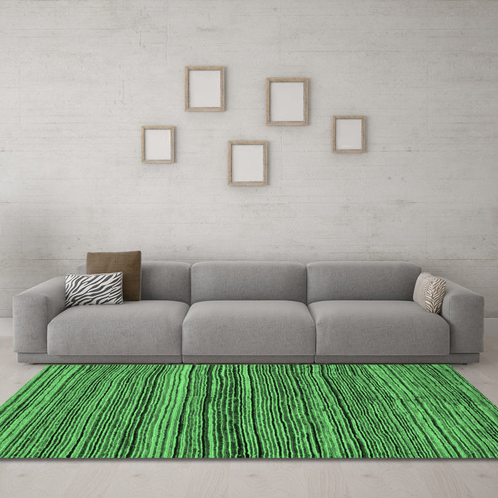 Machine Washable Abstract Emerald Green Modern Area Rugs in a Living Room,, wshabs4969emgrn