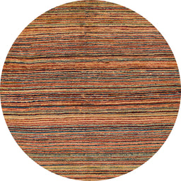 Round Machine Washable Abstract Saffron Red Rug, wshabs4969