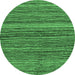 Round Abstract Emerald Green Modern Rug, abs4969emgrn