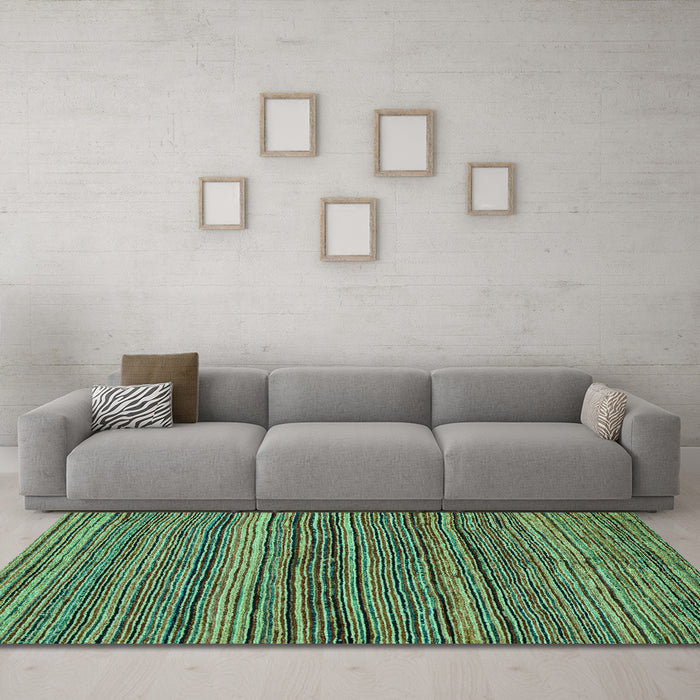 Machine Washable Abstract Turquoise Modern Area Rugs in a Living Room,, wshabs4969turq