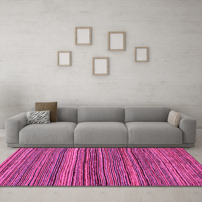 Machine Washable Abstract Pink Modern Rug in a Living Room, wshabs4969pnk
