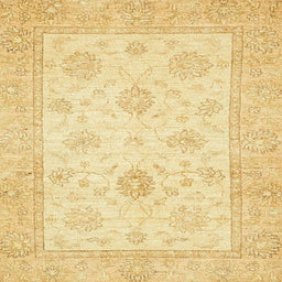 Square Abstract Mustard Yellow Oriental Rug, abs496