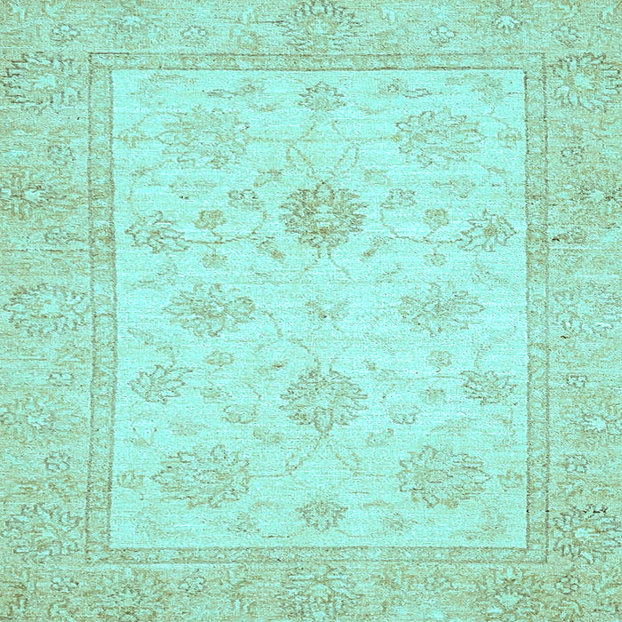 Square Machine Washable Oriental Light Blue Traditional Rug, wshabs496lblu